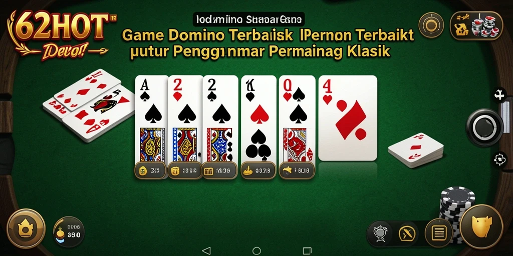 Screenshot utama 62HOT menampilkan gameplay domino yang menarik