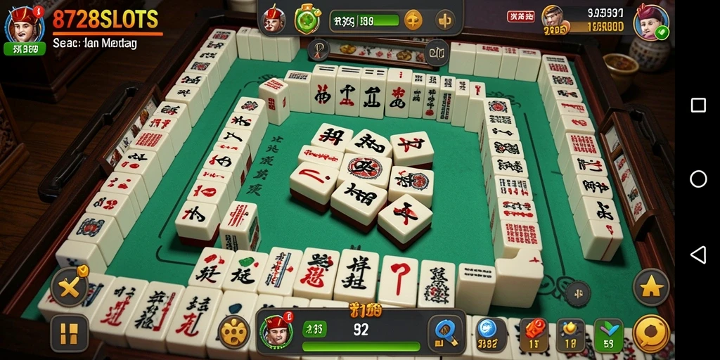 Screenshot gameplay <strong>8728SLOTS</strong> menampilkan aksi seru permainan Mahjong.