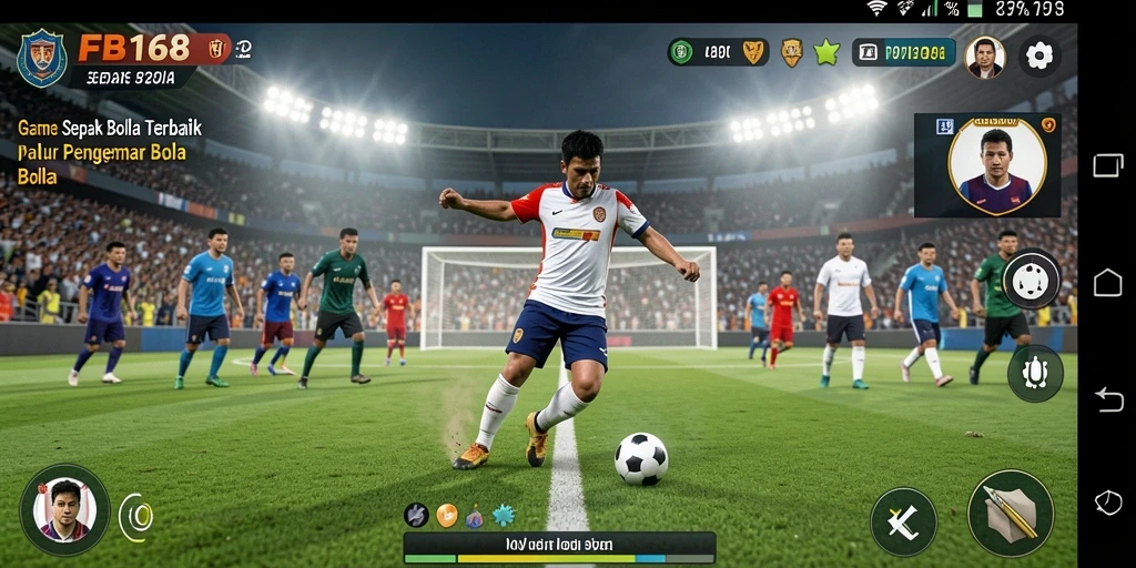 Screenshot utama FB168 menampilkan aksi seru dalam pertandingan sepak bola.