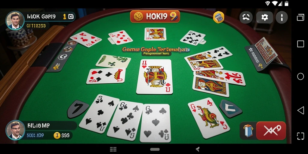 Tampilan seru gameplay Gaple di HOKI9 dengan teman-teman.