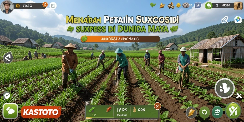Gambaran utama gameplay KASTOTO yang menampilkan dunia pertanian yang luas.