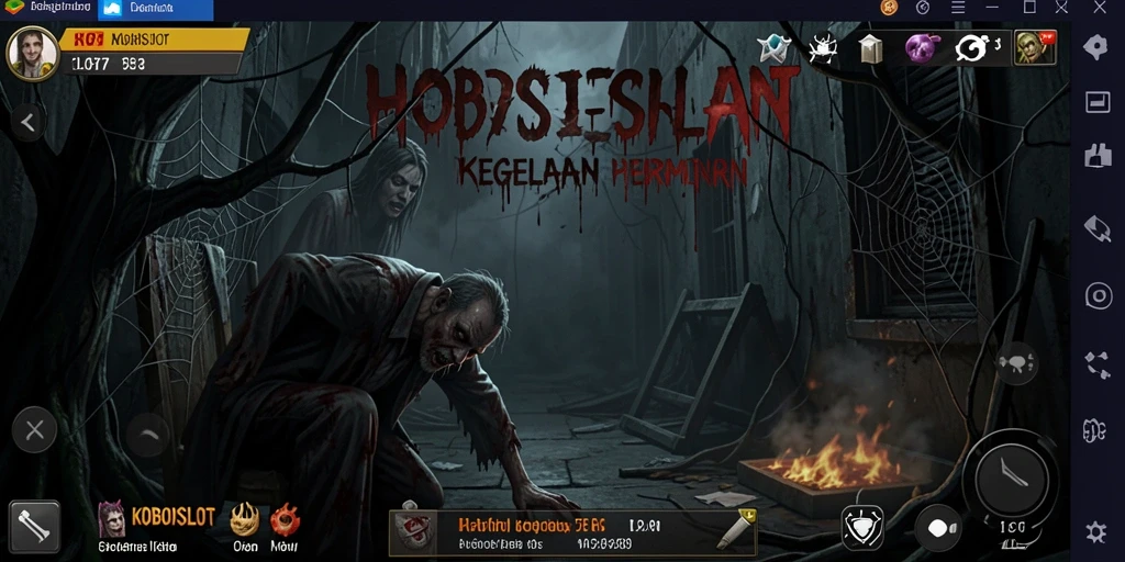 Tampilan gameplay seram di dalam dunia <strong>KOBOISLOT</strong> yang penuh kegelapan.