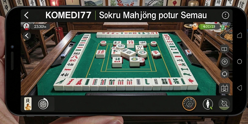 Tangkapan layar gameplay KOMEDI77 dengan suasana Mahjong yang menawan.
