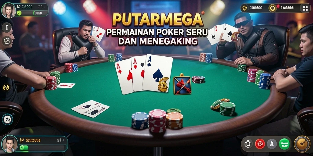 Screenshot utama PUTARMEGA menunjukkan gameplay poker yang mendebarkan.