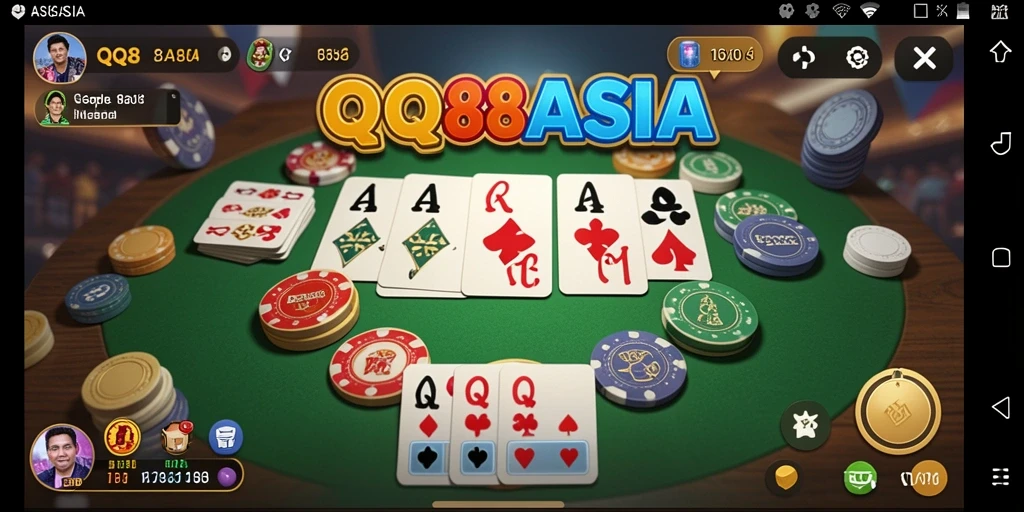 Screenshot gameplay seru dari QQ88ASIA yang menunjukkan aksi Gaple.