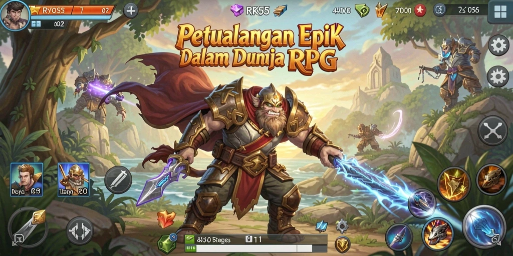 Tampilan gameplay RK55 yang menarik dalam petualangan RPG.