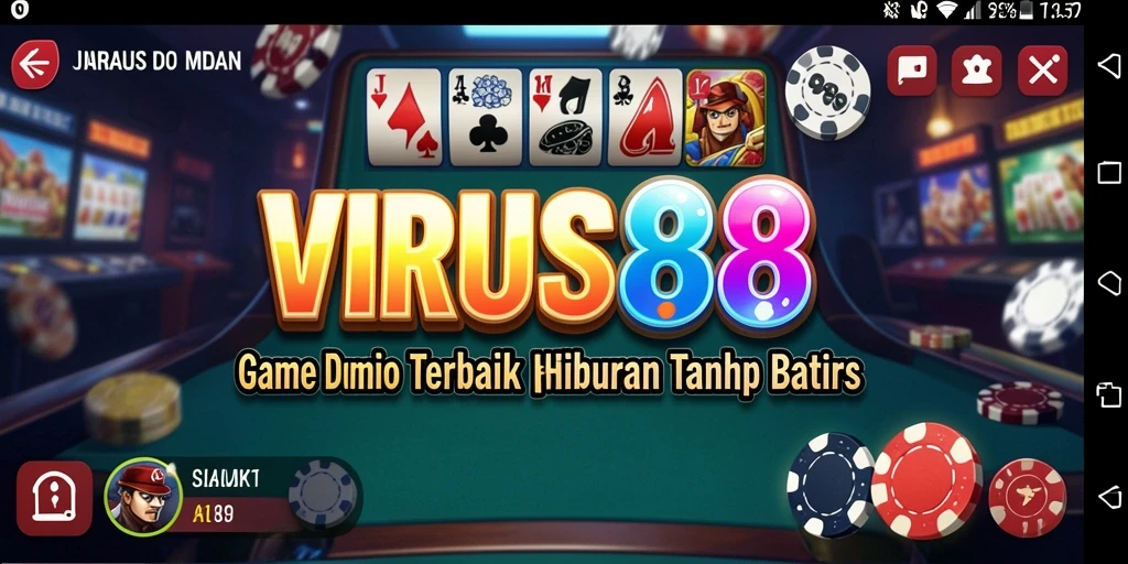 Tampilan gameplay seru dari VIRUS88 menunjukkan permainan Domino yang kompetitif.