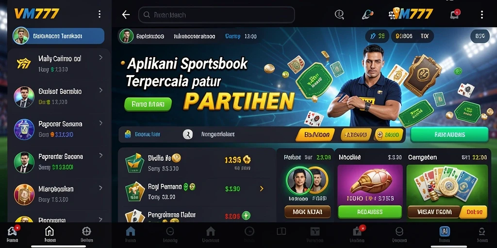 Tampilan interaktif dari aplikasi VM777 dengan fitur taruhan yang menarik.